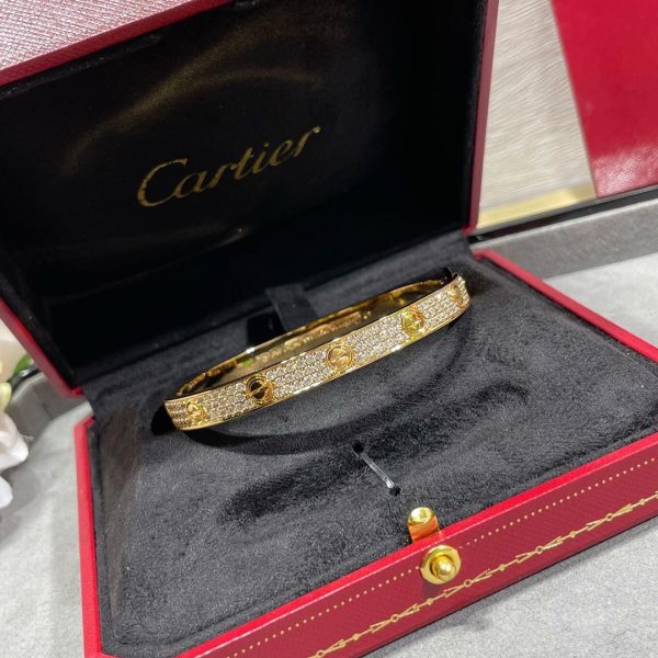 Cartier love bracelet classic model paved yellow gold dupe usa
