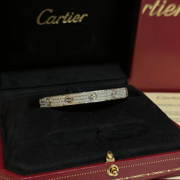 Inspired Cartier love bracelet classic model paved white gold