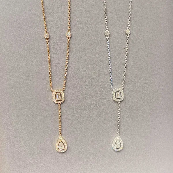 18K Gold Messika My Twin Tie 0.10ct x2 Diamond Necklace fake cheap