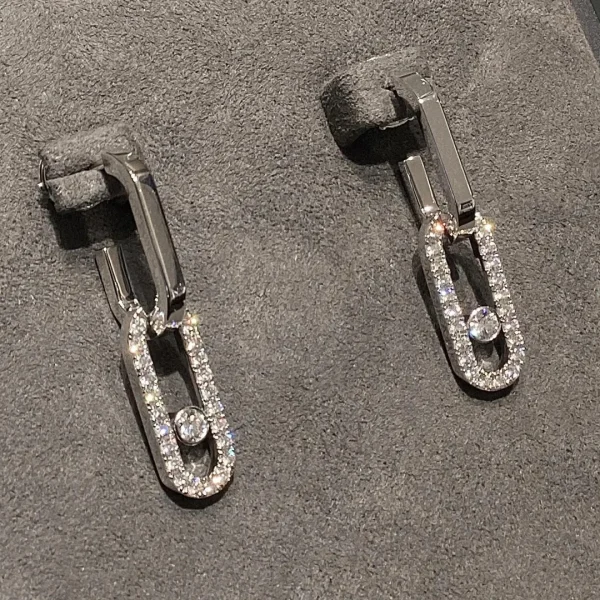 Move Link White Gold Diamond Earrings fake