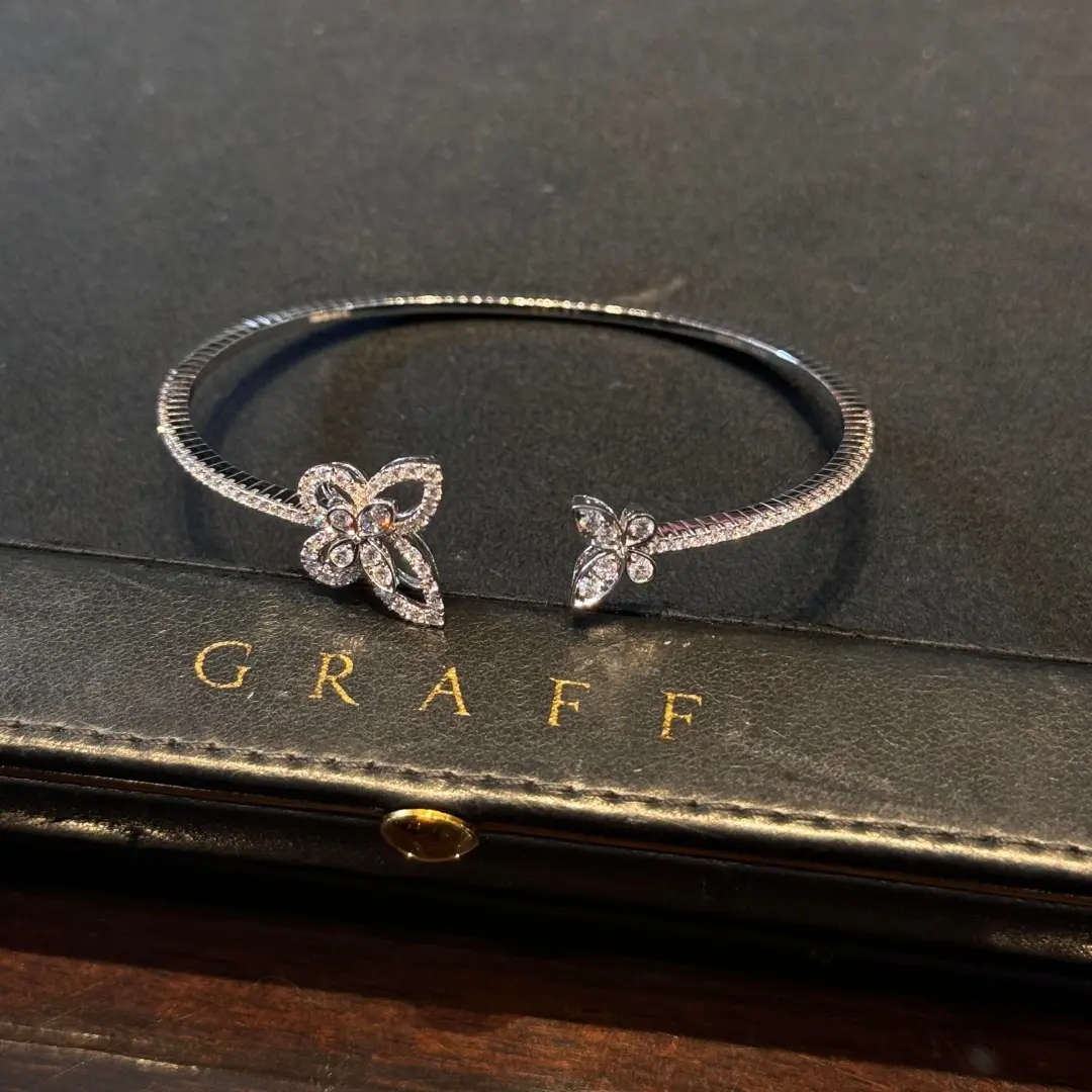 18K White Gold Graff Butterfly Silhouette Open Diamond Bangle copy cheap 18K White Gold Graff Butterfly Silhouette Open Diamond Bangle copy cheap