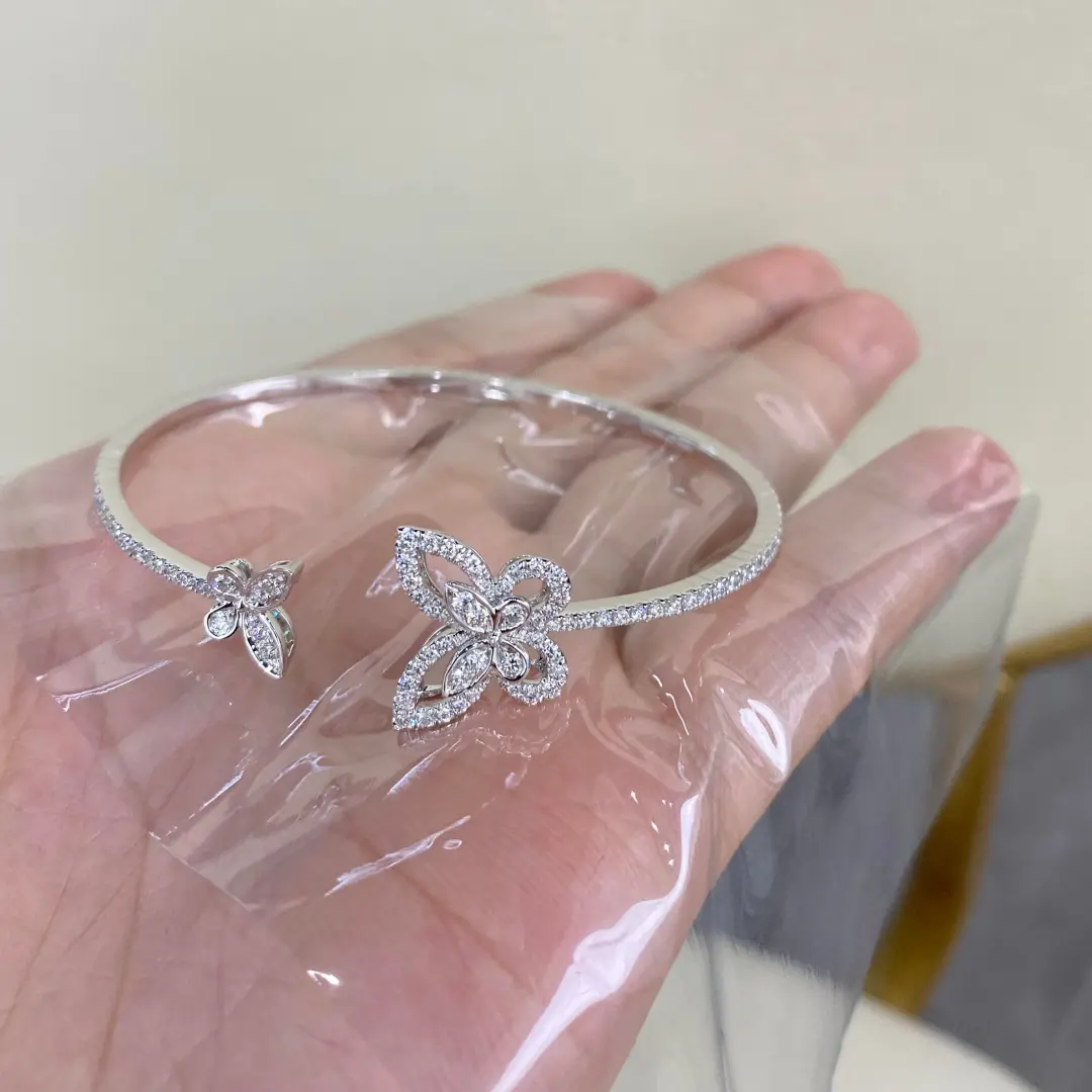 18K White Gold Graff Butterfly Silhouette Open Diamond Bangle dupe cheap 18K White Gold Graff Butterfly Silhouette Open Diamond Bangle dupe cheap