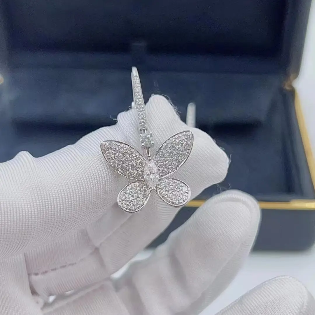 18K White Gold Graff Pavé Pavé Butterfly Diamond Drop Earrings copy 18K White Gold Graff Pavé Pavé Butterfly Diamond Drop Earrings copy