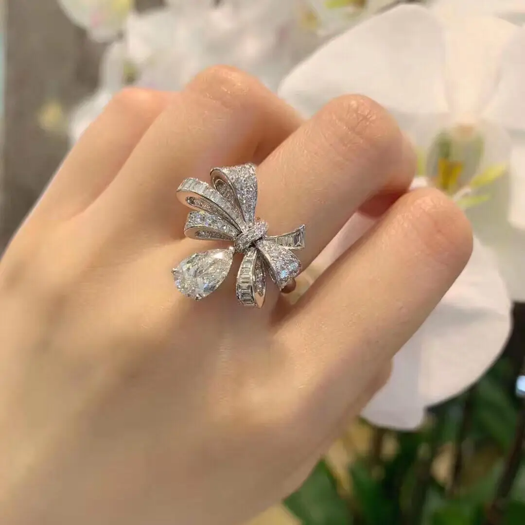 18K White Gold Graff Tilda's Bow Classic Diamond Drop cheap Ring 18K White Gold Graff Tilda's Bow Classic Diamond Drop cheap Ring