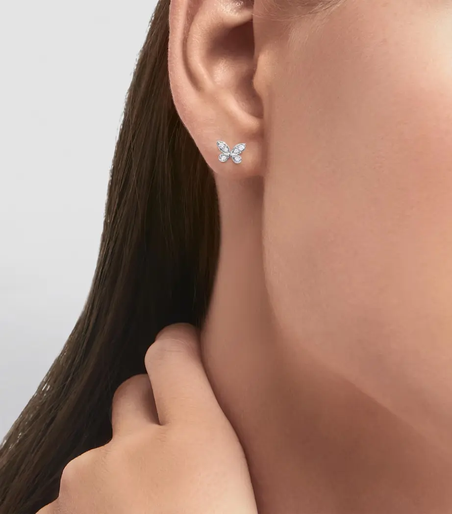 18K White Gold Graff Pavé Butterfly Diamond Petite Stud Earrings dupe 18K White Gold Graff Pavé Butterfly Diamond Petite Stud Earrings dupe