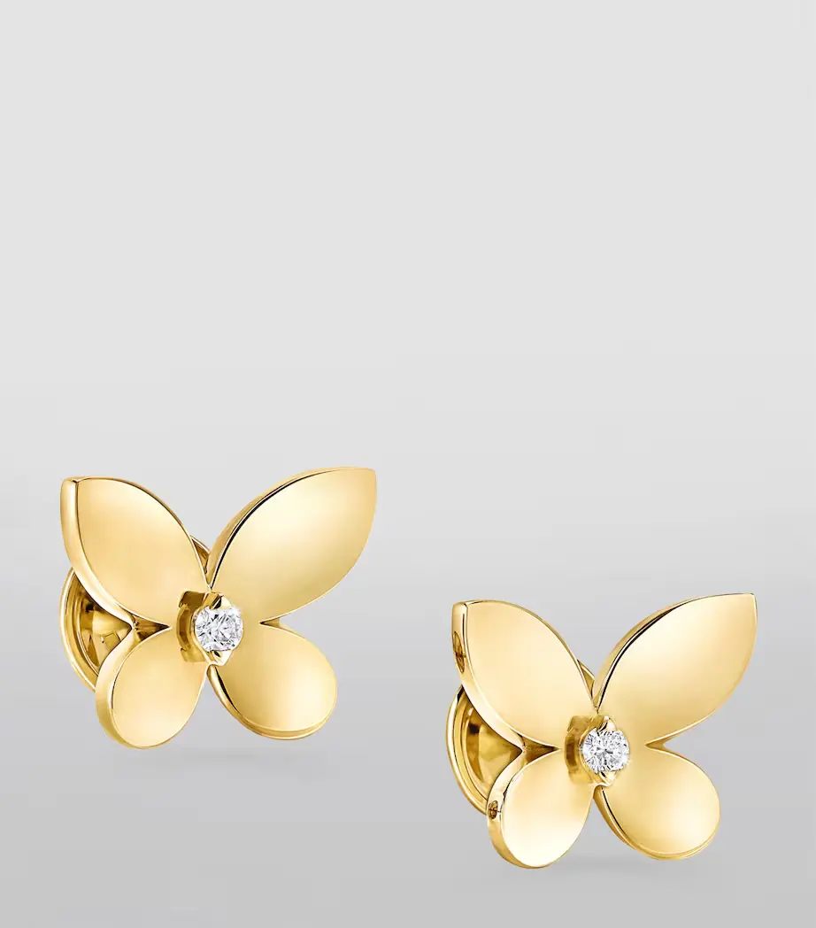 Graff Mini 18K Yellow Gold and Diamond Butterfly Earrings dupe Graff Mini 18K Yellow Gold and Diamond Butterfly Earrings dupe