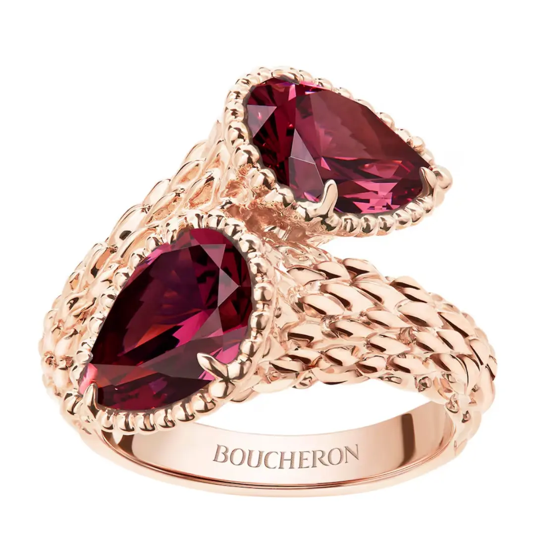 Solid 18K Gold Boucheron Serpent Bohème Two-Stone Ring S Motifs dupe Solid 18K Gold Boucheron Serpent Bohème Two-Stone Ring S Motifs dupe