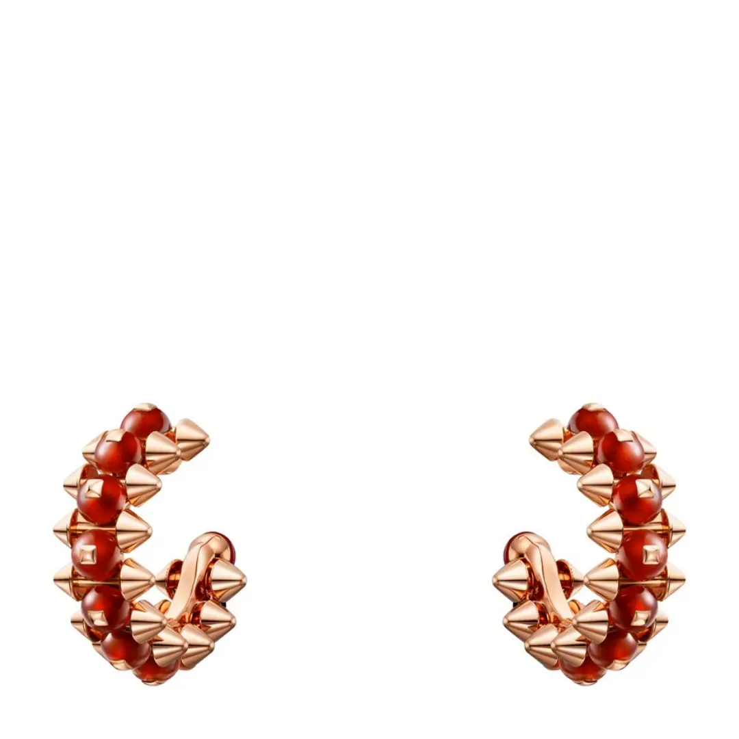 18K Gold Clash de Cartier Agate Earrings cheap 18K Gold Clash de Cartier Agate Earrings fake in solid Au750 gold with red-dyed agate and 7.9 mm width.